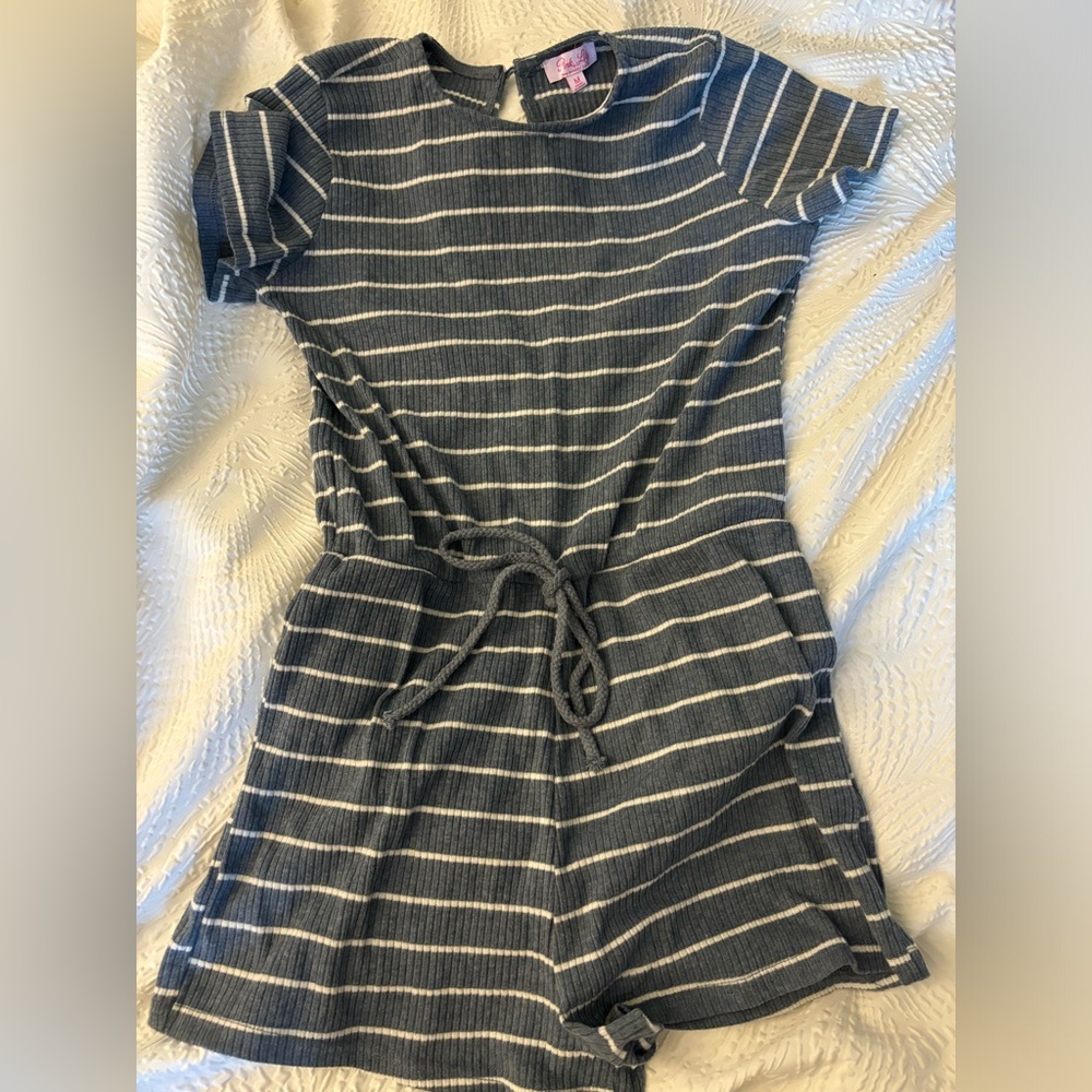 Pink Lily romper, with keyhole back.
